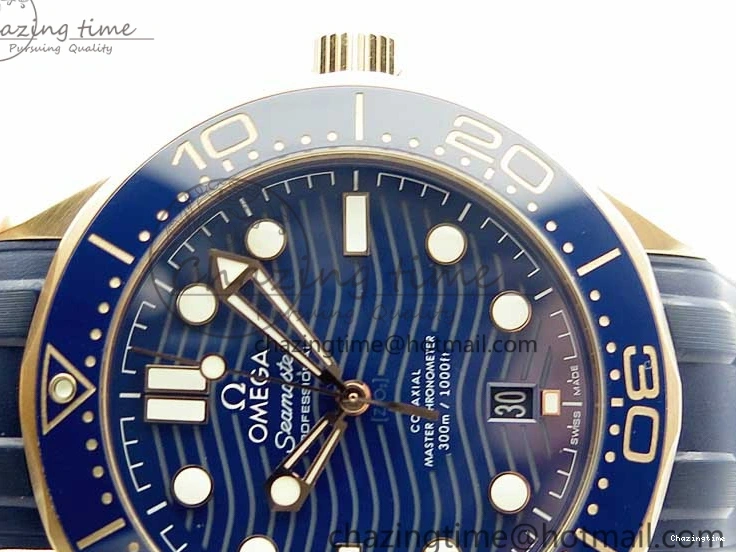 0322 2018 Seamaster Diver 300M RG Blue Ceramic VSF 1:1 Best Edition Blue Dial on Blue Rubber Strap A WeatherProof 7914